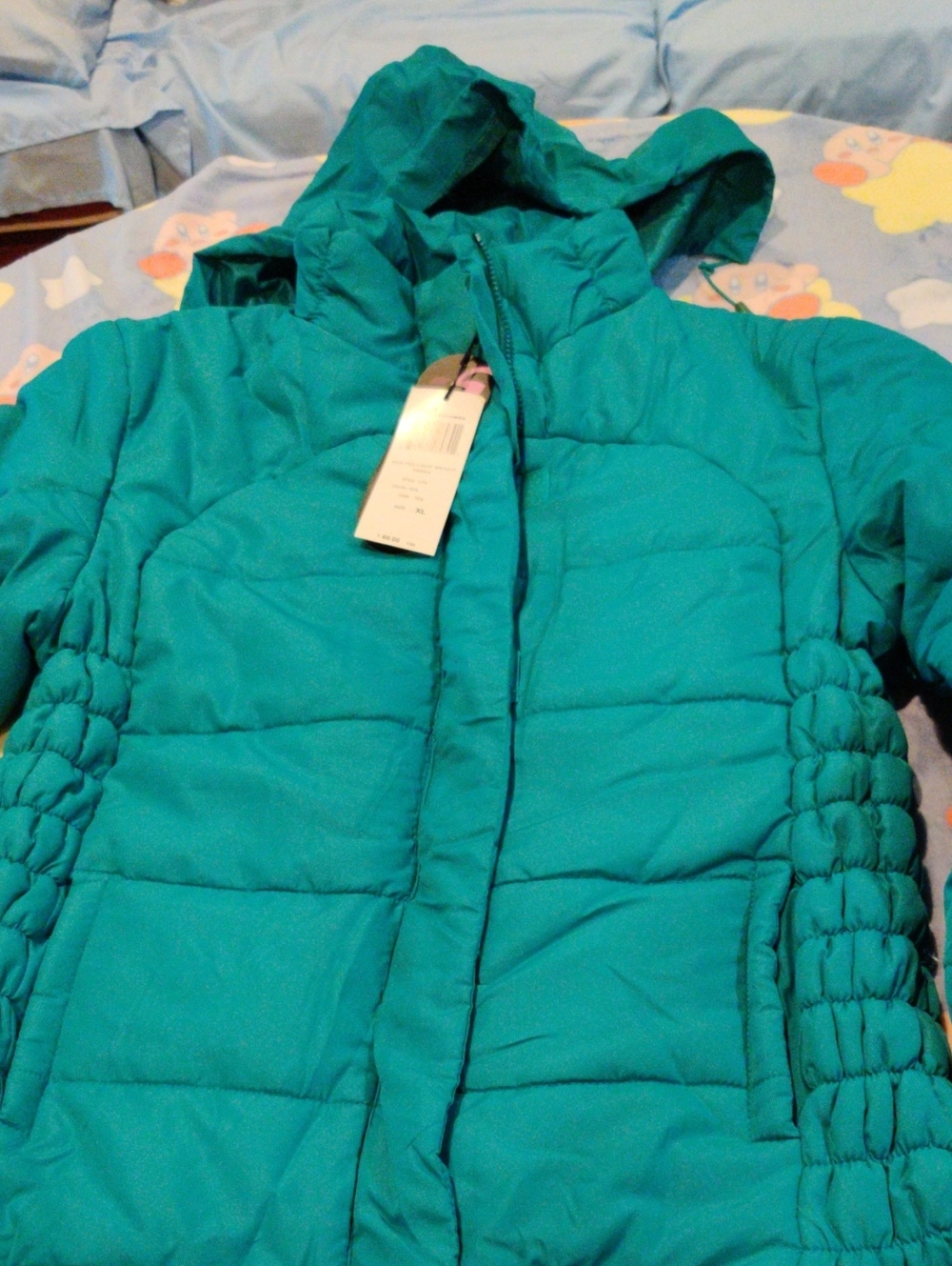 Teal Hooded Puffer Coat - Women's Winter Jacket
